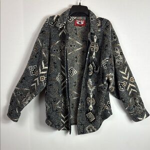 True Grit Geometric Black and Gray Teddy Jacket